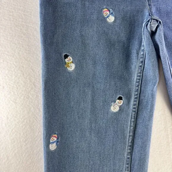 Quacker Factory High Rise Jeans Embroidered Snowmen Womens Size 6 - Picture 8 of 10